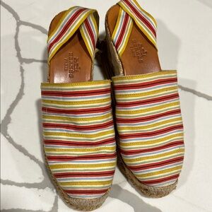 Hermes colorful Striped Espadrilles. Size 6